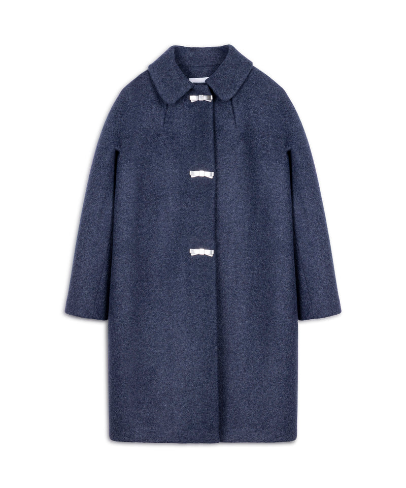 Machka Coat With Metal Bow Buttons Marling Blue