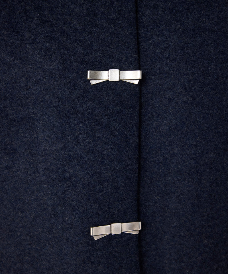Machka Coat With Metal Bow Buttons Marling Blue