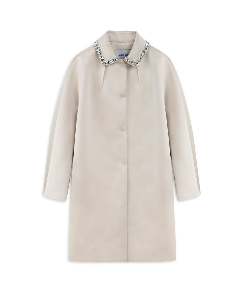 Machka Satin Duchess Coat With Strass Stones Champagne