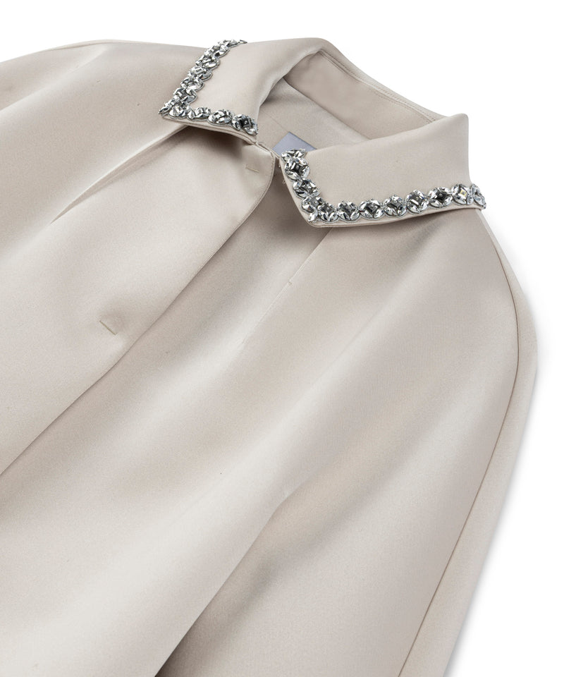 Machka Satin Duchess Coat With Strass Stones Champagne
