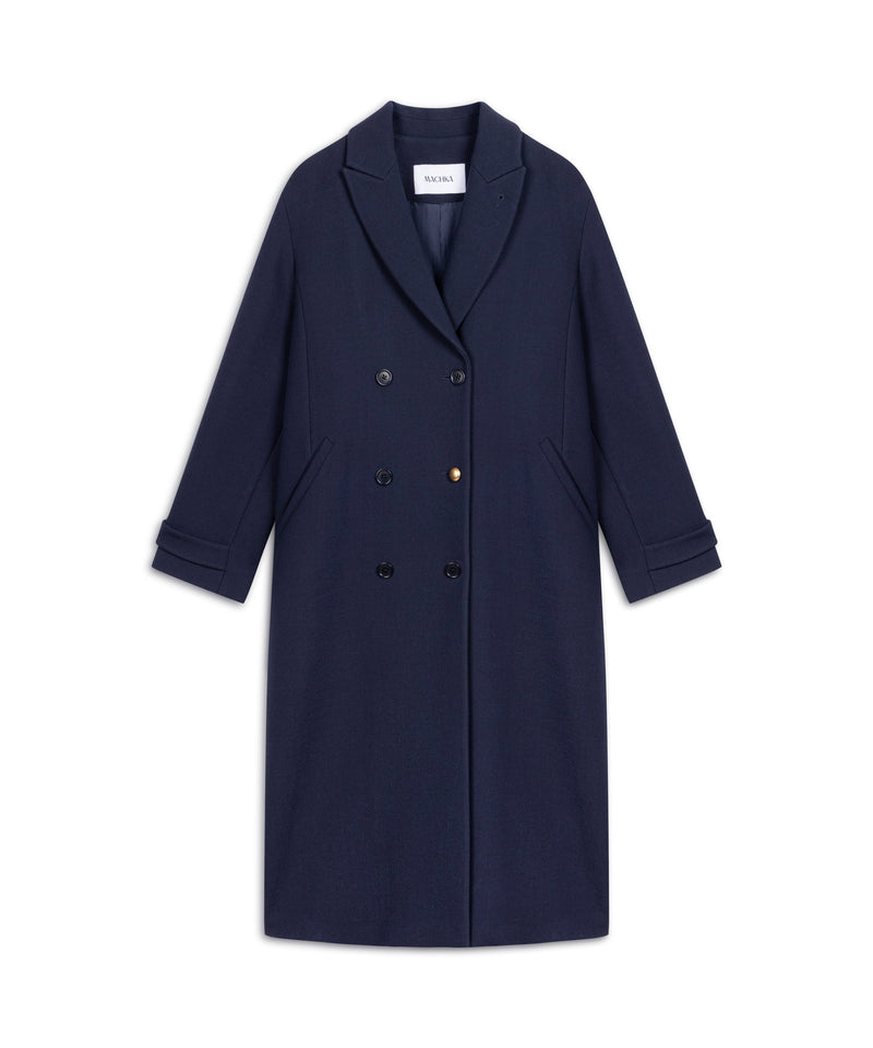 Machka Mixed Button Wool Coat Navy