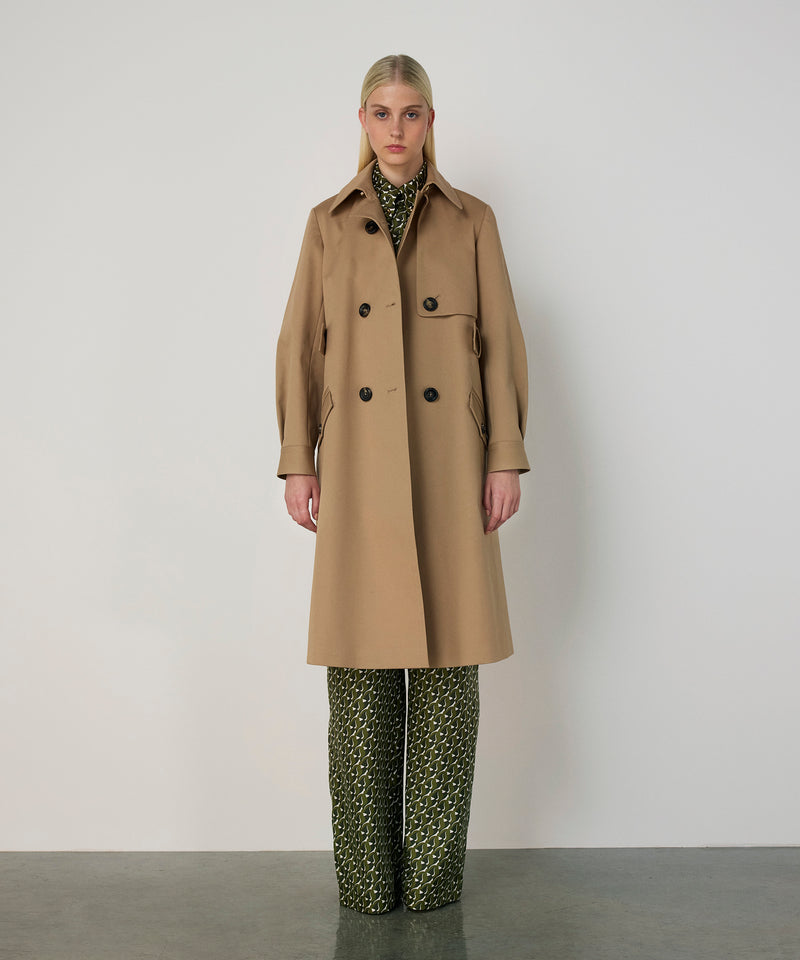 Machka Gabardine Coat With Belt Beige