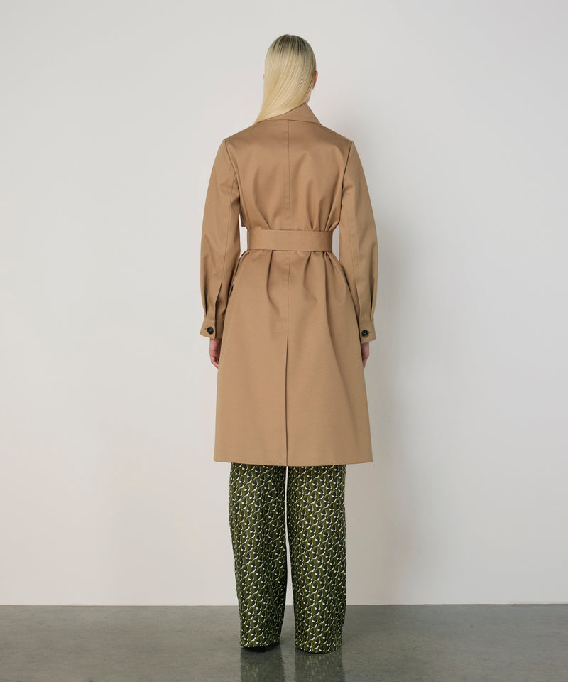 Machka Gabardine Coat With Belt Beige