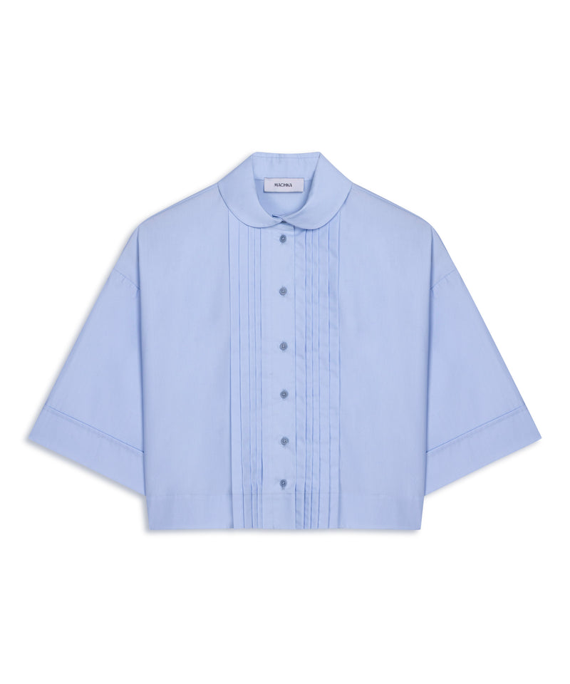Machka Pleated Poplin Shirt Blue