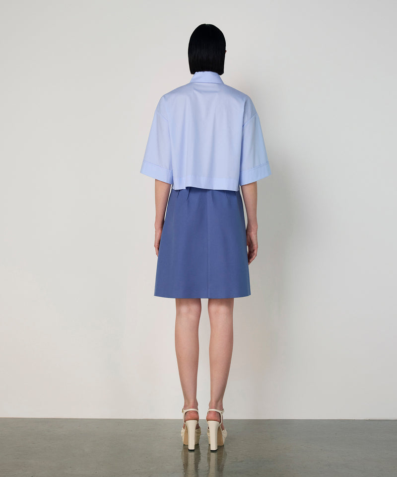 Machka Pleated Poplin Shirt Blue
