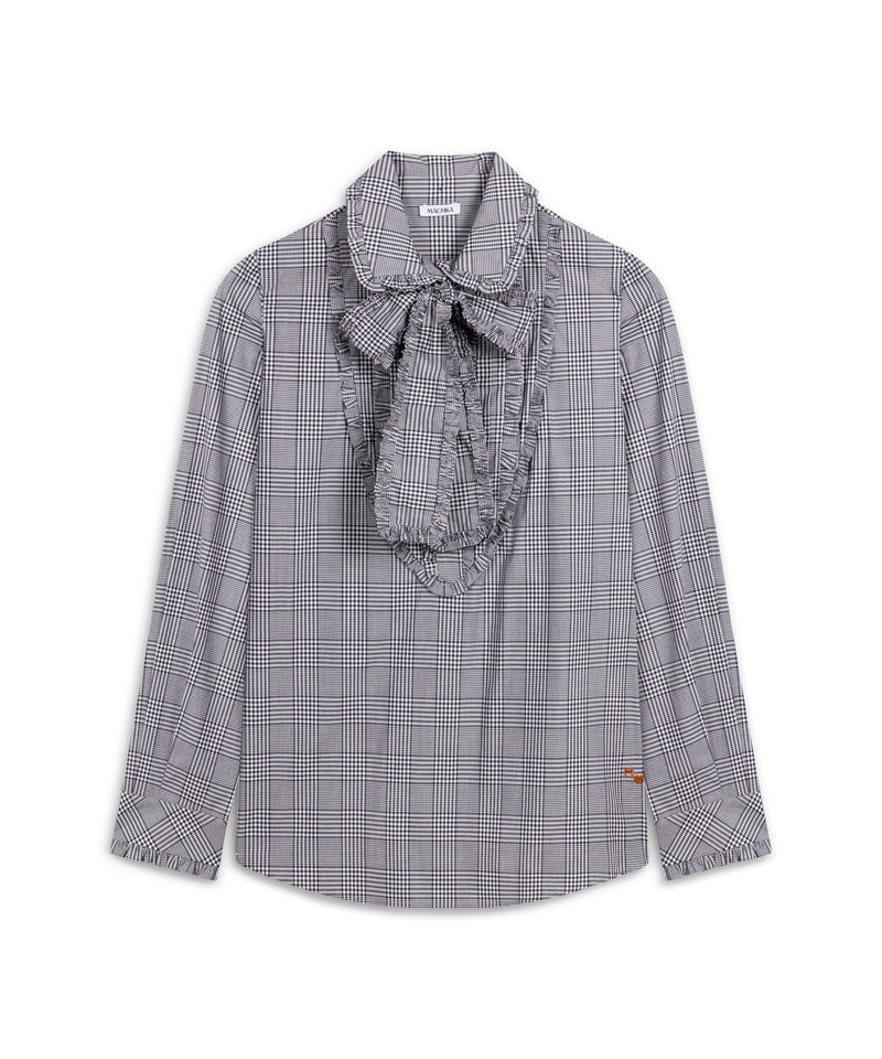 Machka Tie-Neck Ruffle Shirt Black