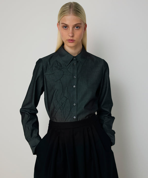 Machka Floral Applique Shirt Anthracite