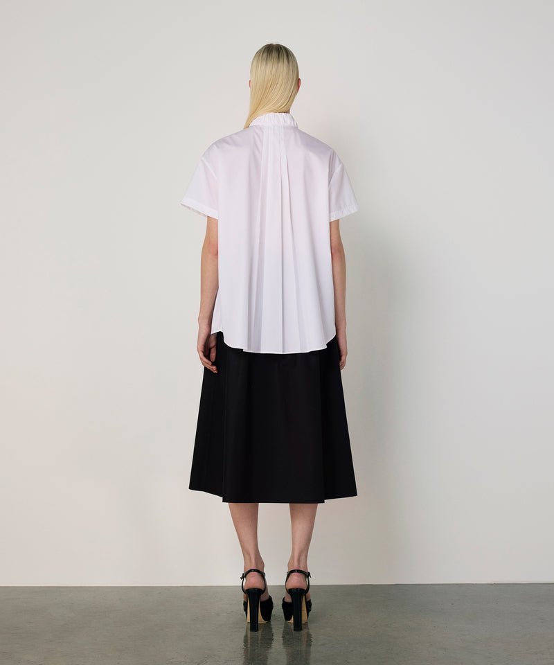 Machka Tie-Neck Pintuck Shirt White