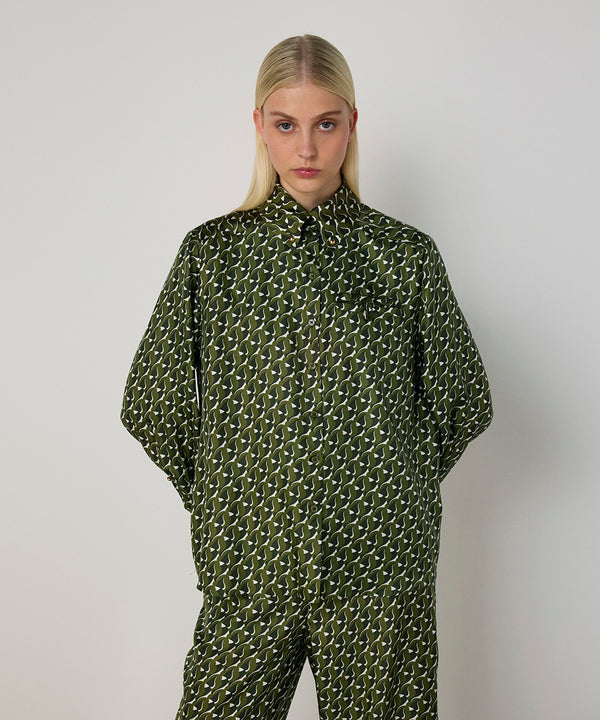 Machka Patterned Silk Shirt Green