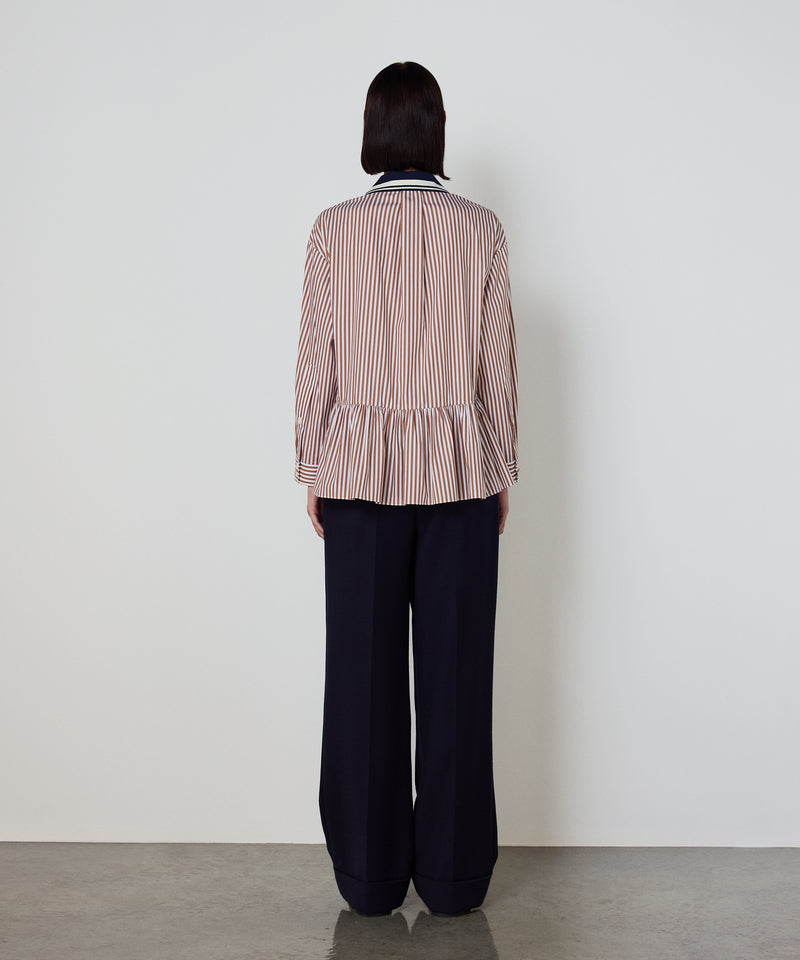 Machka Striped Color Block Shirt Cinnamon