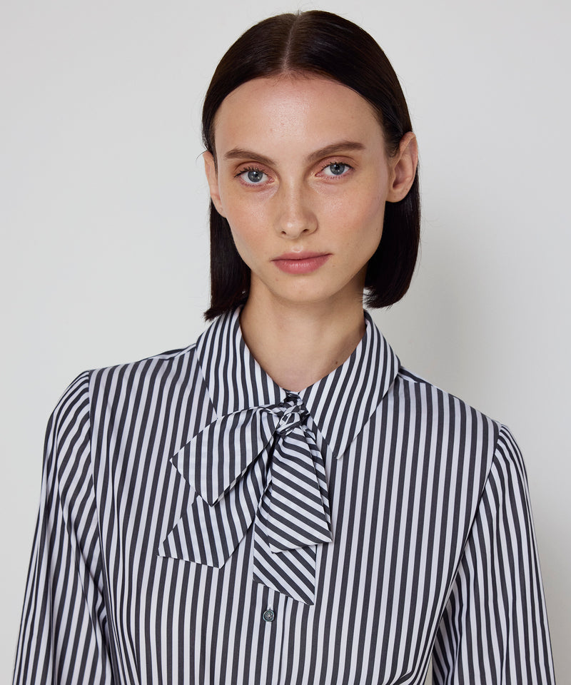 Machka Striped Shirt With Tie-Neck Detail Anthracite