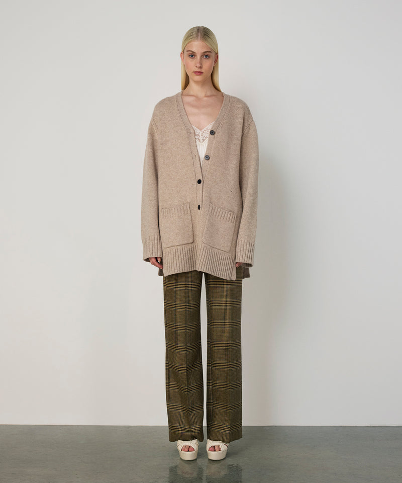 Machka Oversize V-Neck Knit Cardigan Beige