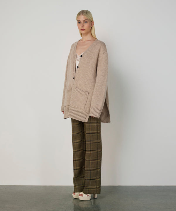 Machka Oversize V-Neck Knit Cardigan Beige