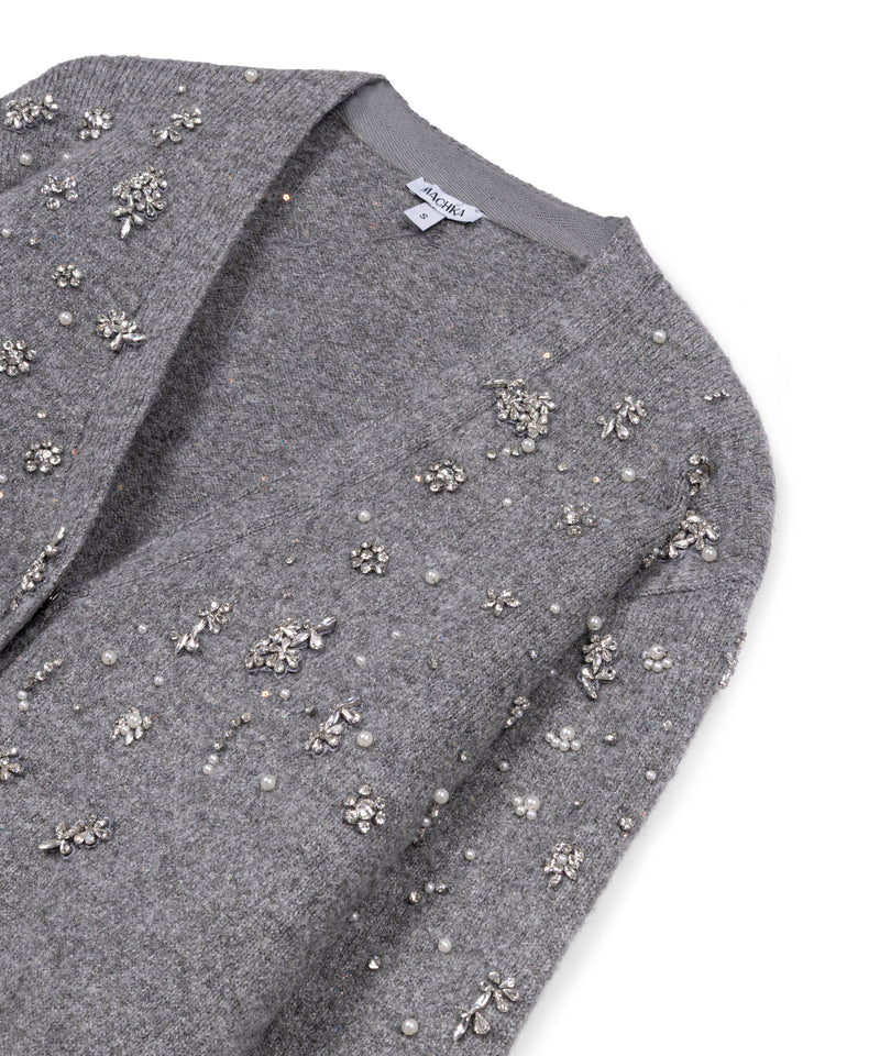 Machka Embellished Oversize Knit Cardigan Grey Melange