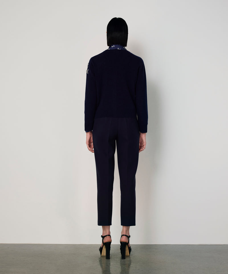 Machka Bow-Embellished Knit Cardigan Navy