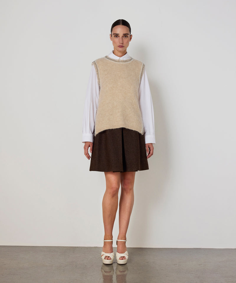 Machka Mixed-Accessory Sweater Beige Melange