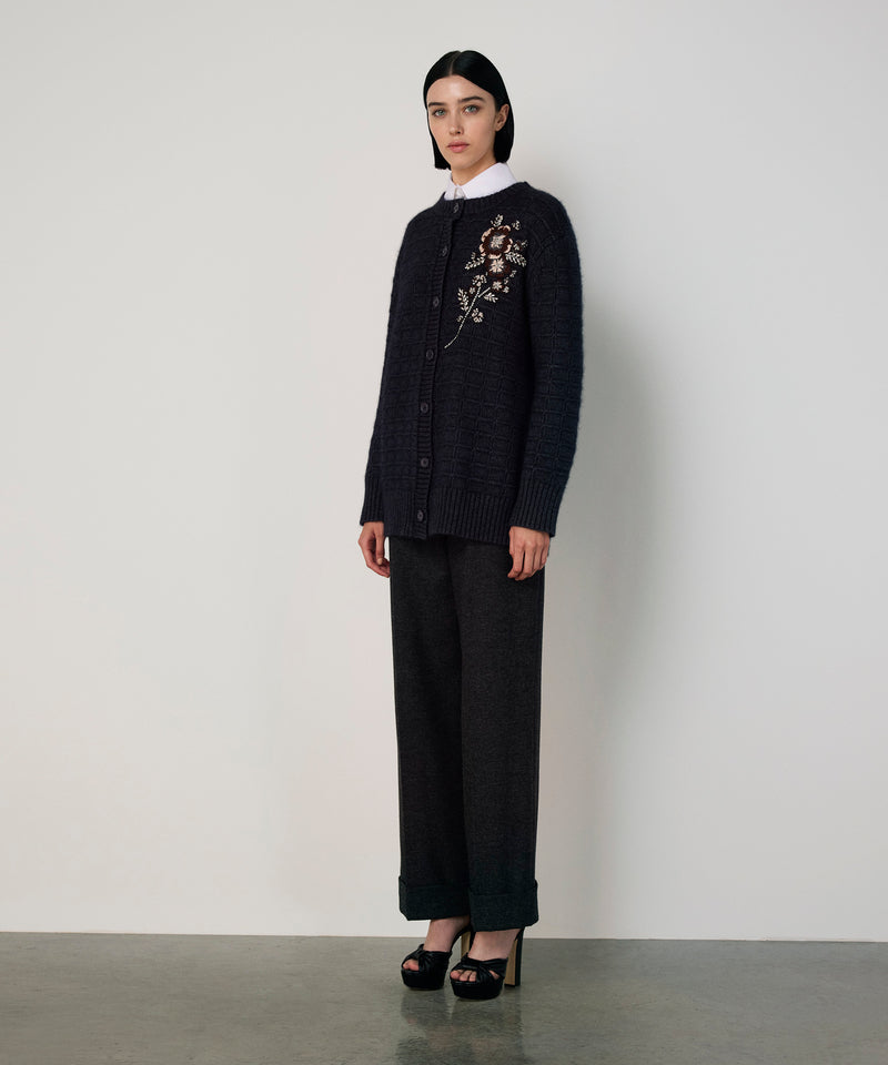 Machka Floral Appliqué Knit Anthracite