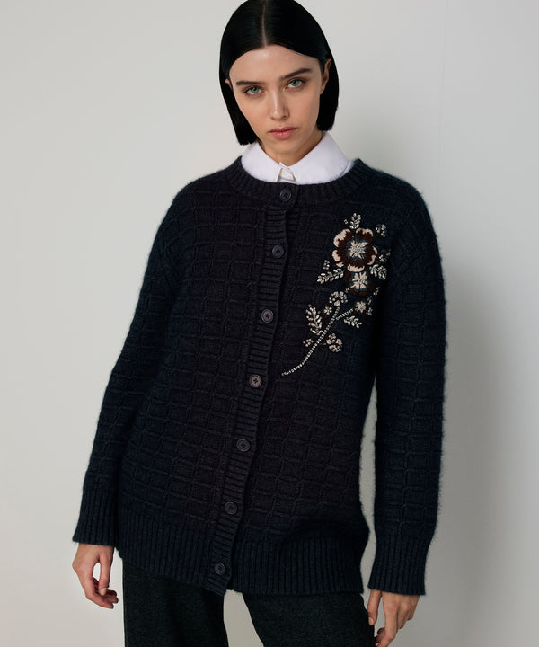 Machka Floral Appliqué Knit Anthracite