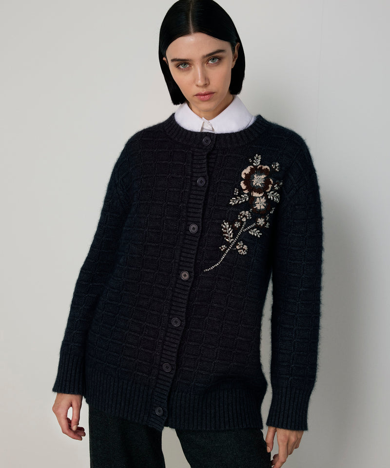 Machka Floral Appliqué Knit Anthracite