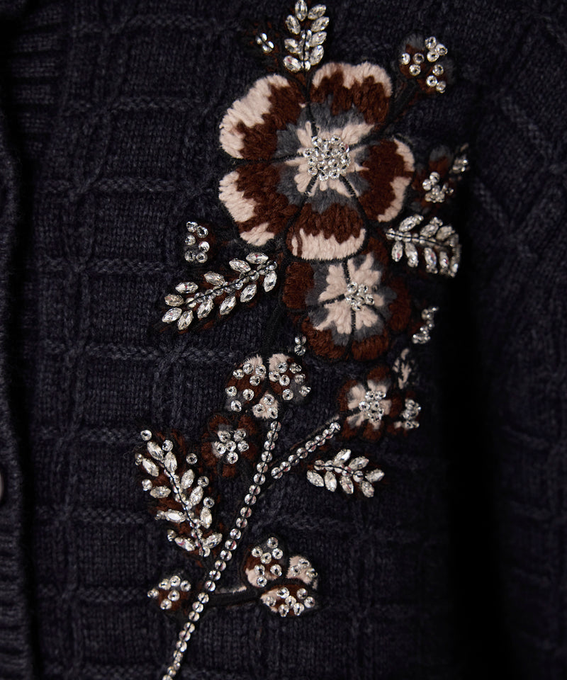 Machka Floral Appliqué Knit Anthracite