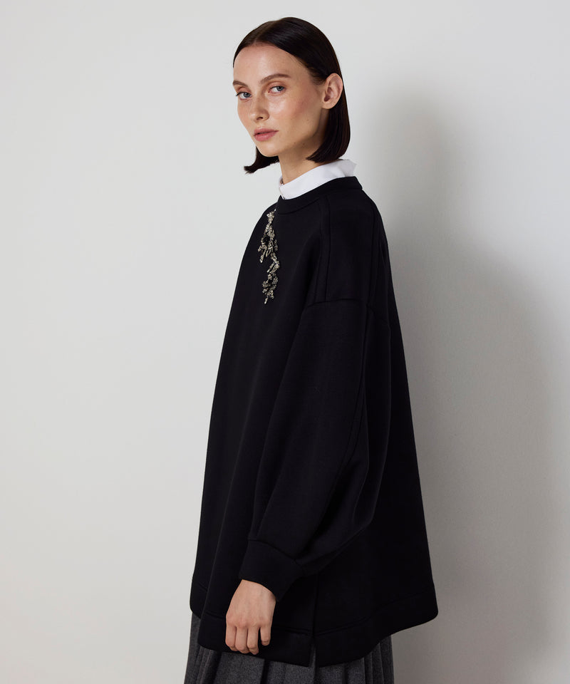 Machka Sweatshirt With Modular Floral Embroidery Black