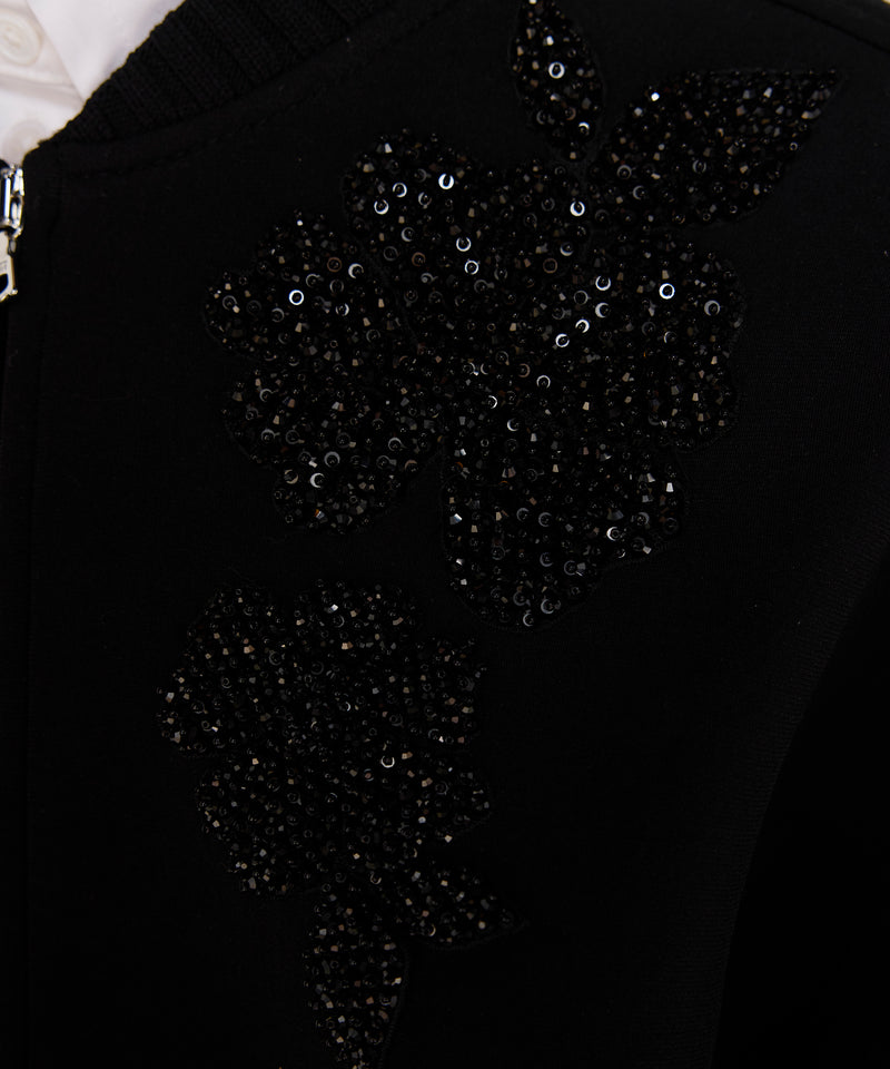 Machka Floral Appliqué Taffeta-Trimmed Sweatshirt Black