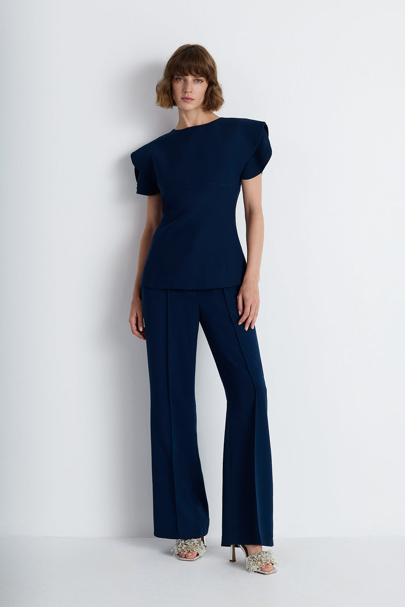 Nean Structured Sleeve Top Navy