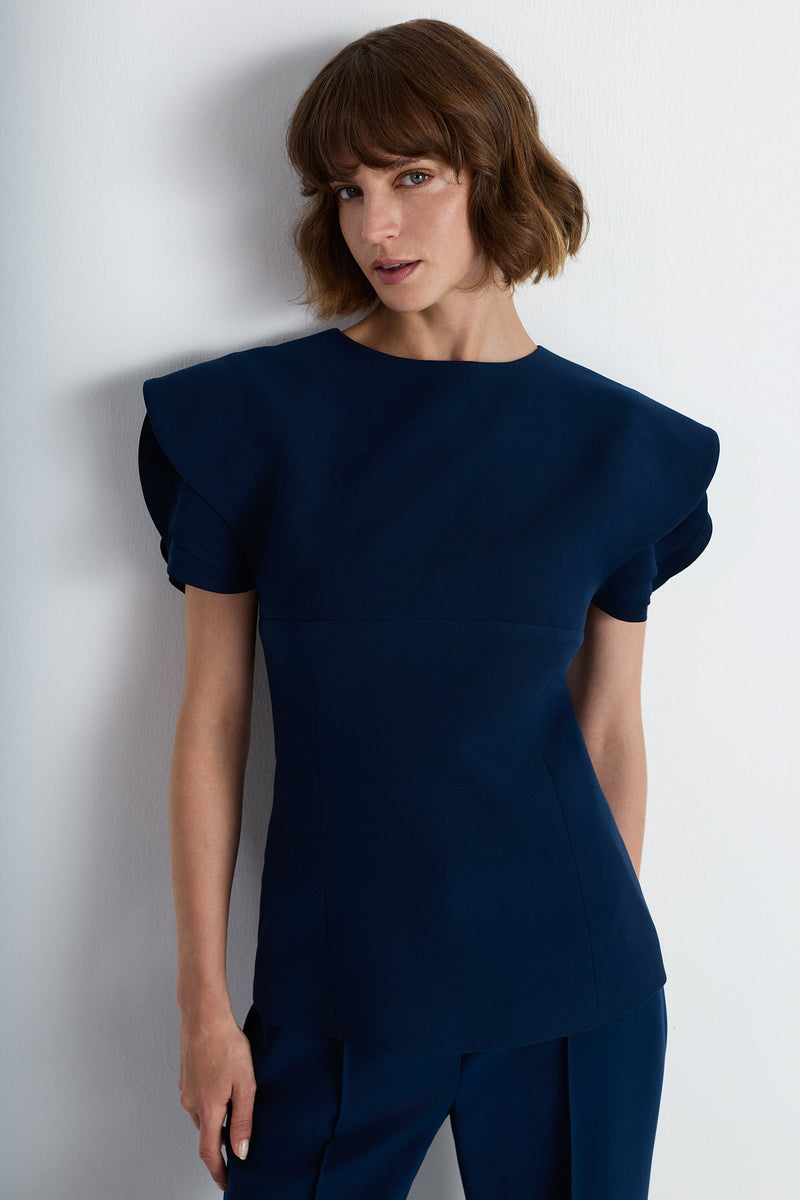 Nean Structured Sleeve Top Navy