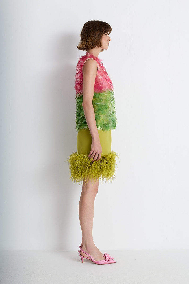 Nean Pink & Green Sequin Gradient Top Multi Color