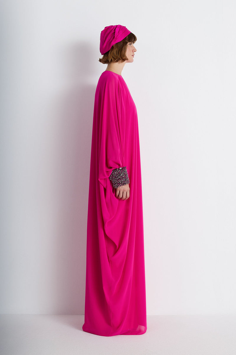 Nean Embellished Cuff Kaftan Gown Fuchsia