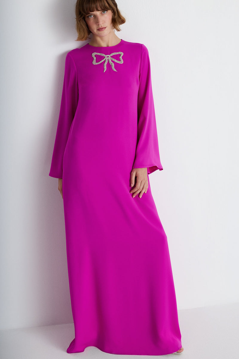 Nean Bow-Embellished Maxi Dress Fuchsia