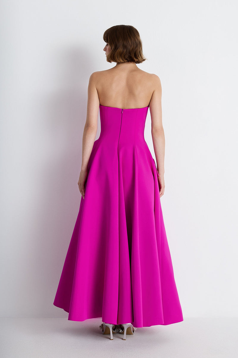 Nean Strapless Pocket Detail Gown Fuchsia