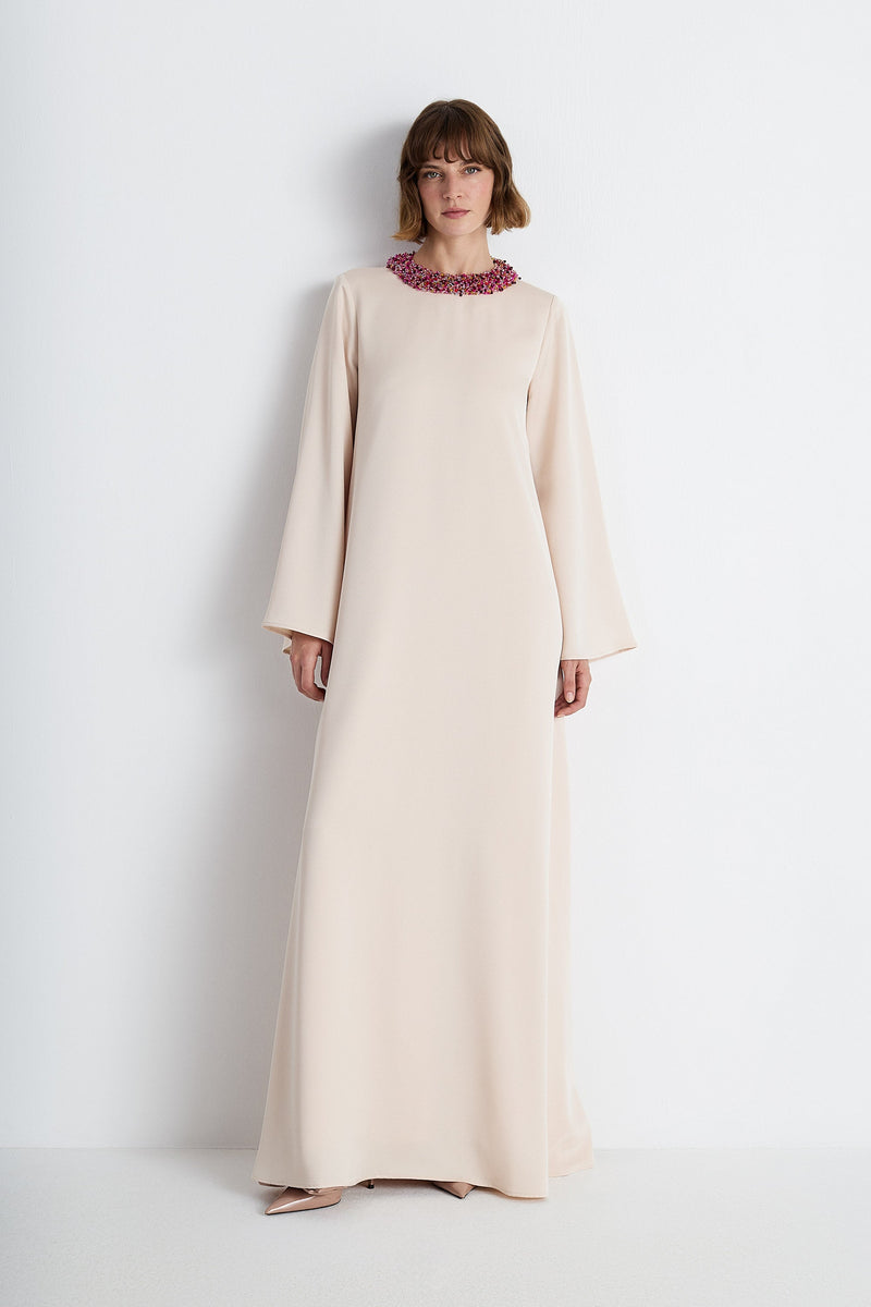 Nean Embellished Collar Gown Cream