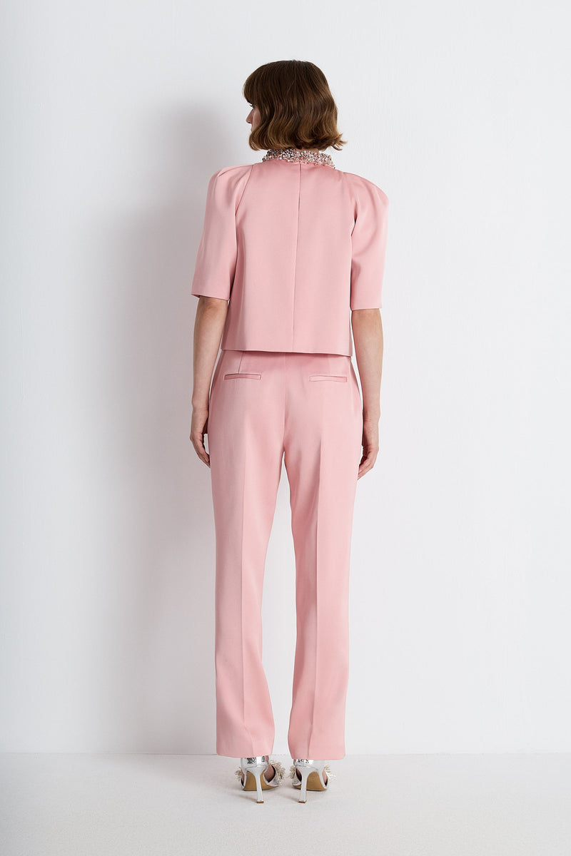 Nean Embellished Collar Structured Top Blush