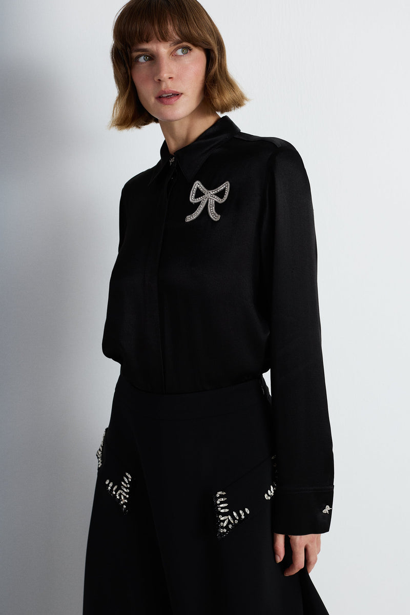 Nean Bow-Embellished Shirt Black