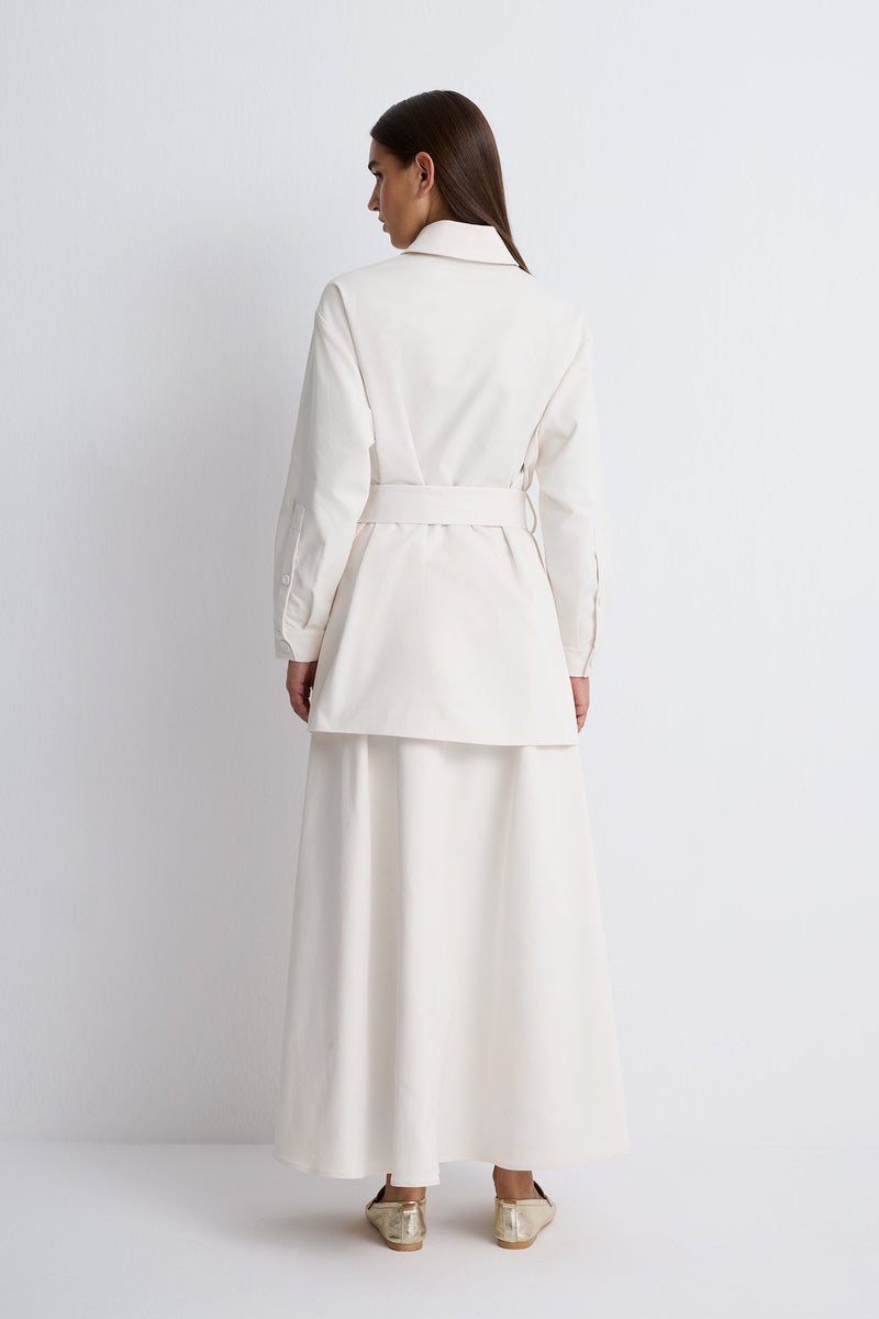 Nean Embellished Flower Detailed Jacket Shirt
 Ecru