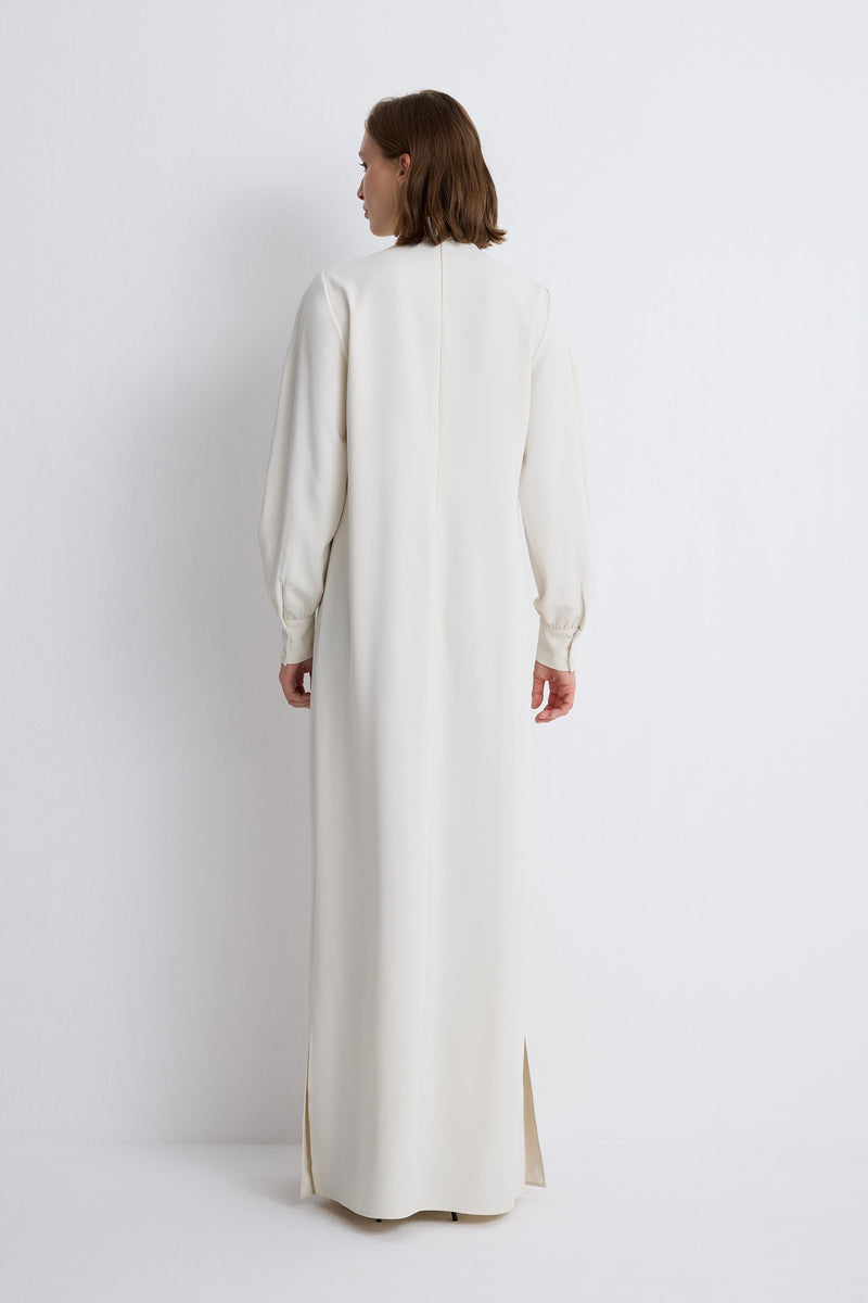 Nean Pleated Long Sleeve Dress Off White