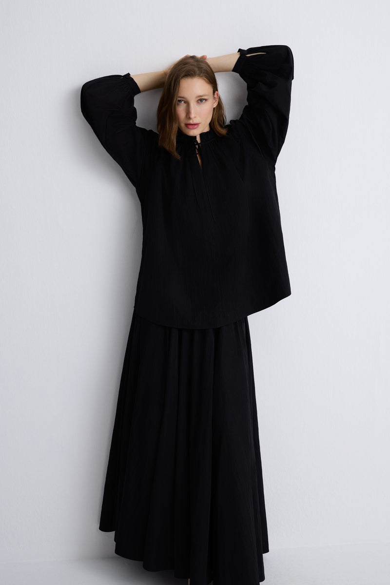Nean Volumed Taffeta Blouse Black