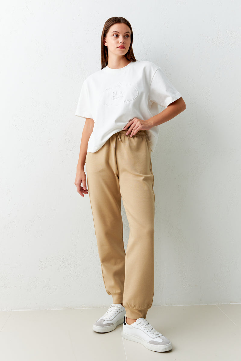 Setre Relaxed Fit Sweatpants With Elastic Ankle Beige