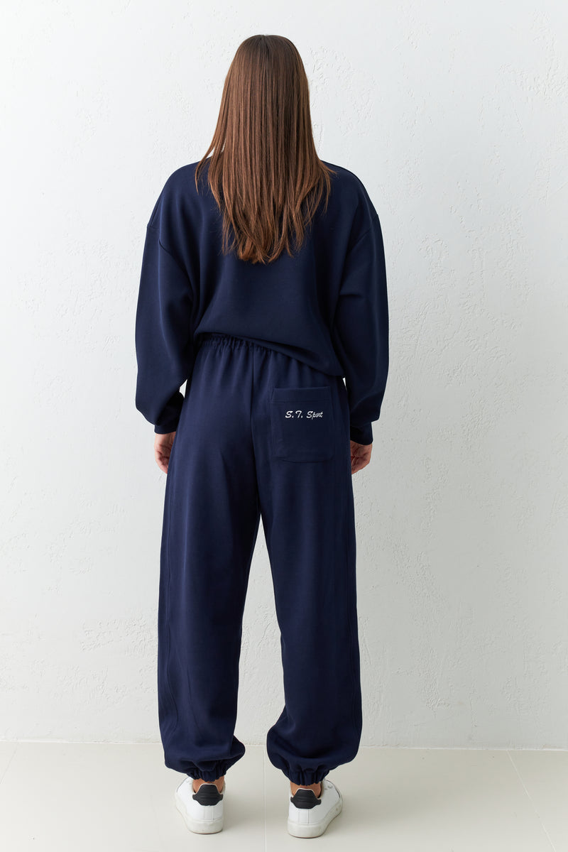 Setre Relaxed Fit Sweatpants With Elastic Ankle Navy