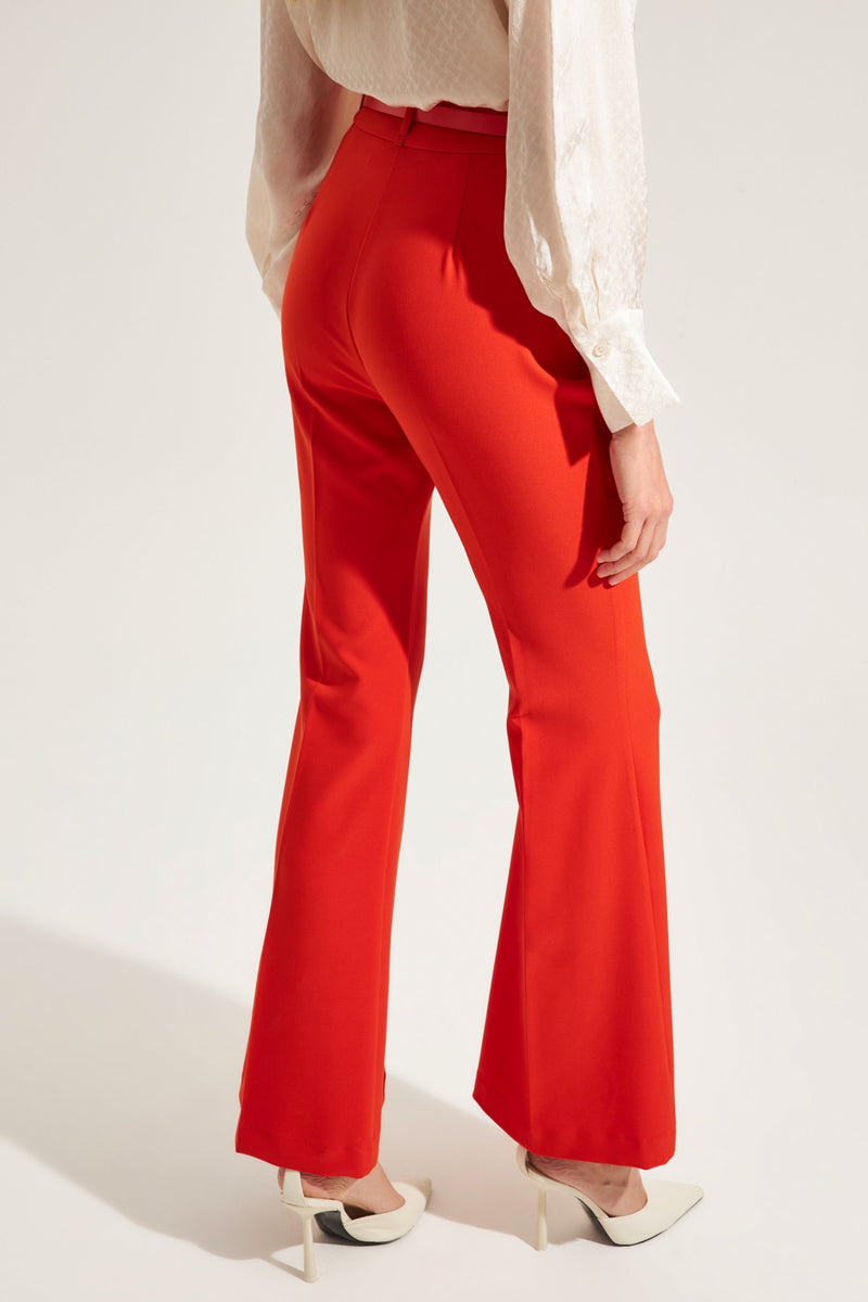 Setre Solid Flare Trousers Coral