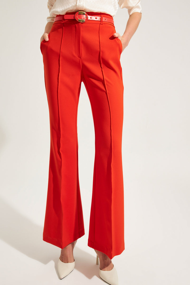 Setre Solid Flare Trousers Coral