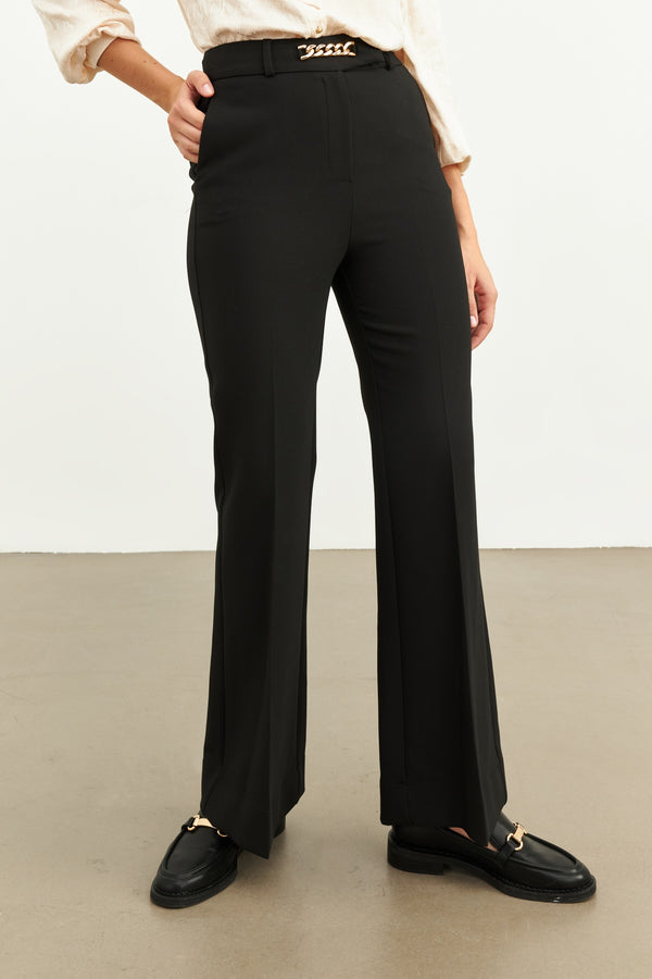 Setre Fitted Bell-Bottom Trousers Black