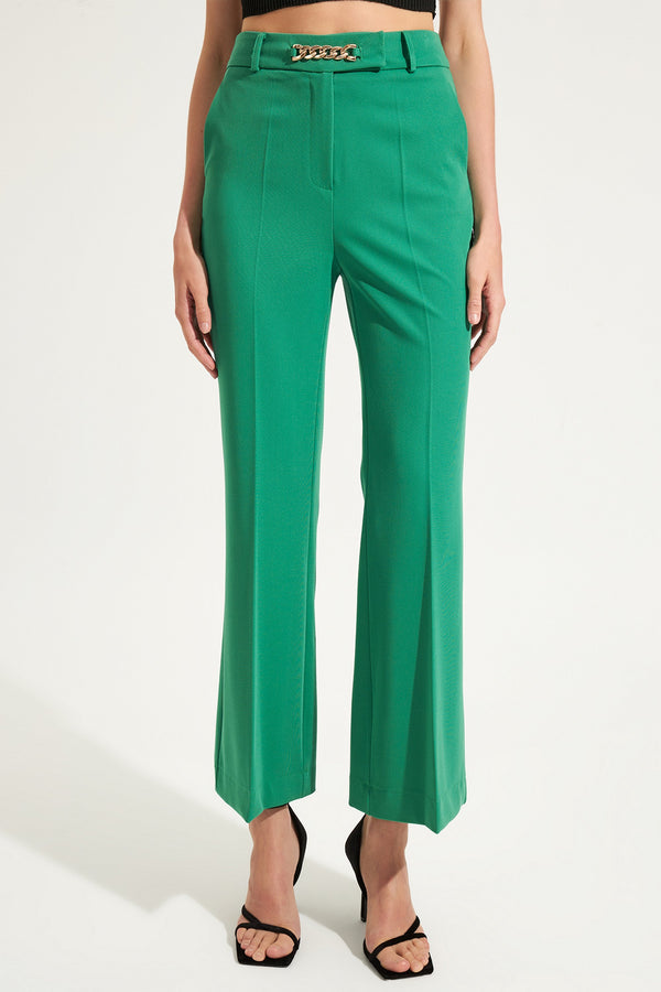 Setre Fitted Bell-Bottom Trousers Green