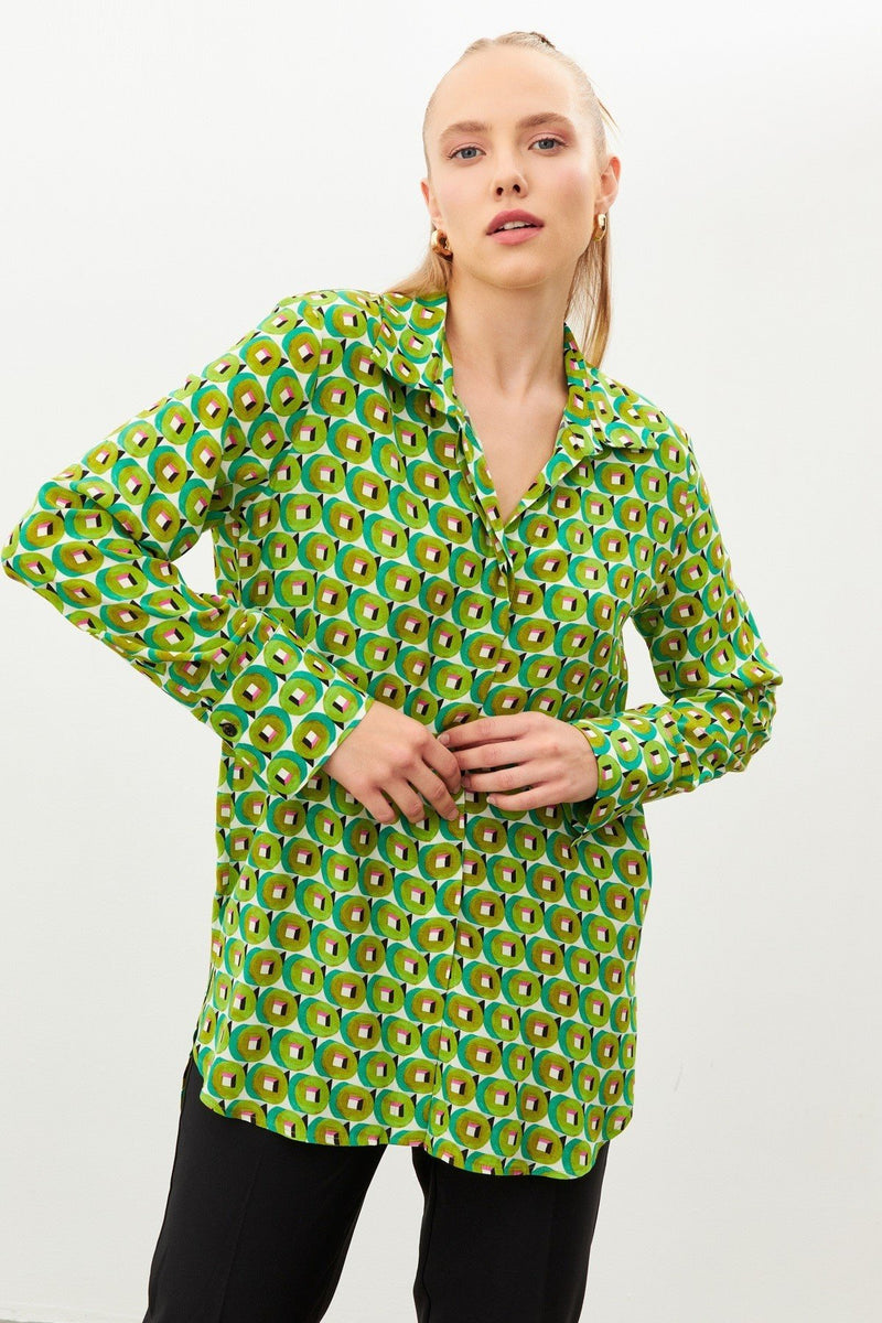 Setre Geometric Pattern Shirt Green