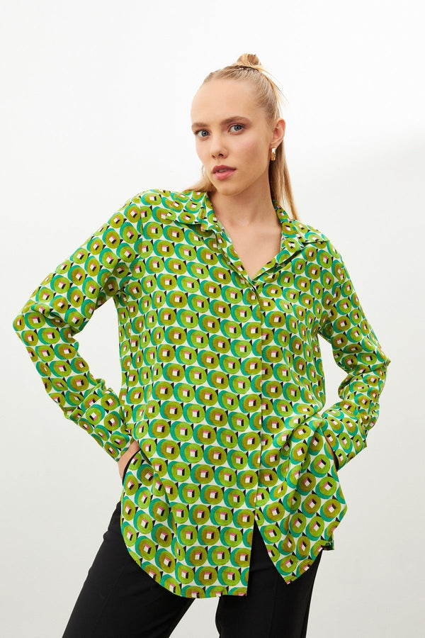 Setre Geometric Pattern Shirt Green