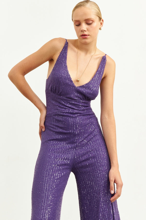 Setre Sequin-Embellished Jumpsuit Purple