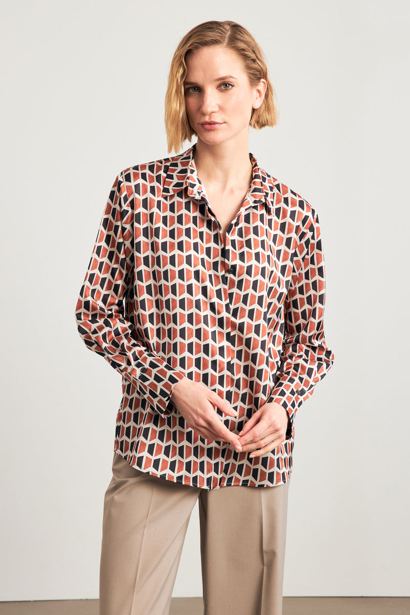 Setre Geometric Pattern Shirt Brick