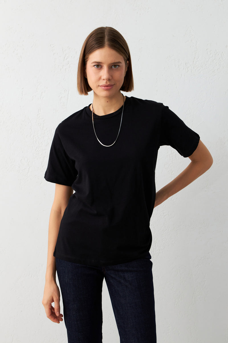 Setre Crew Neck Plain T-Shirt Black