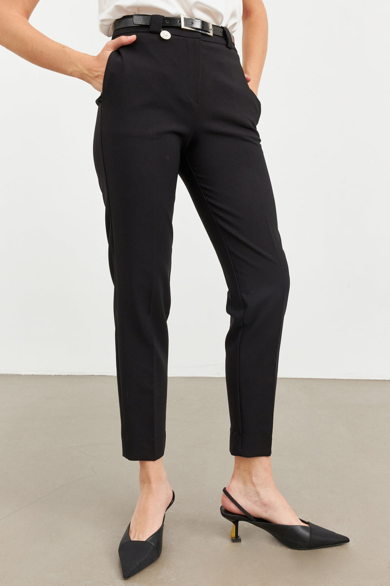 Setre Solid Belted Trousers Black